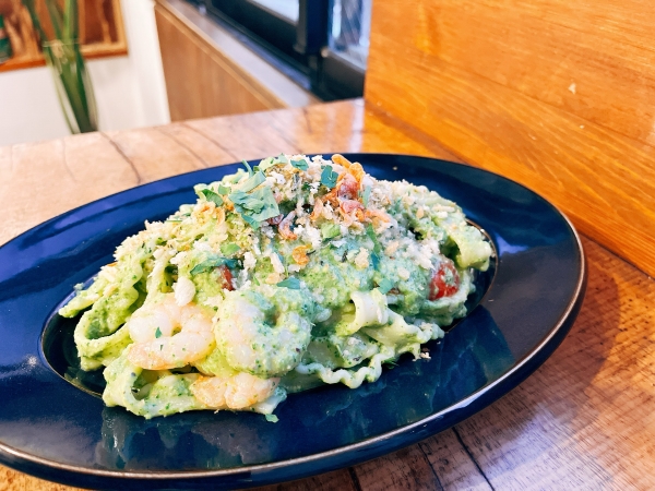 海老の春菊クリームパスタ